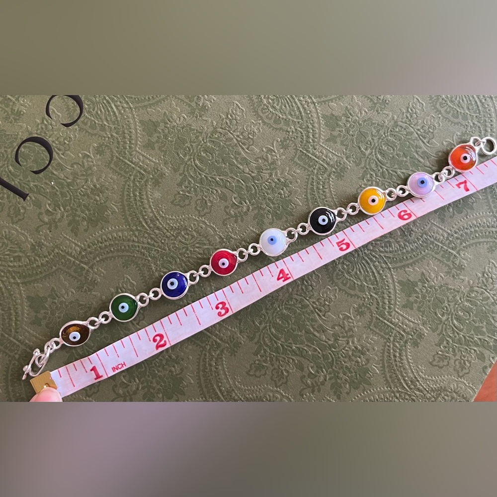 Multicolored evil eye bracelet 950 sterling silver